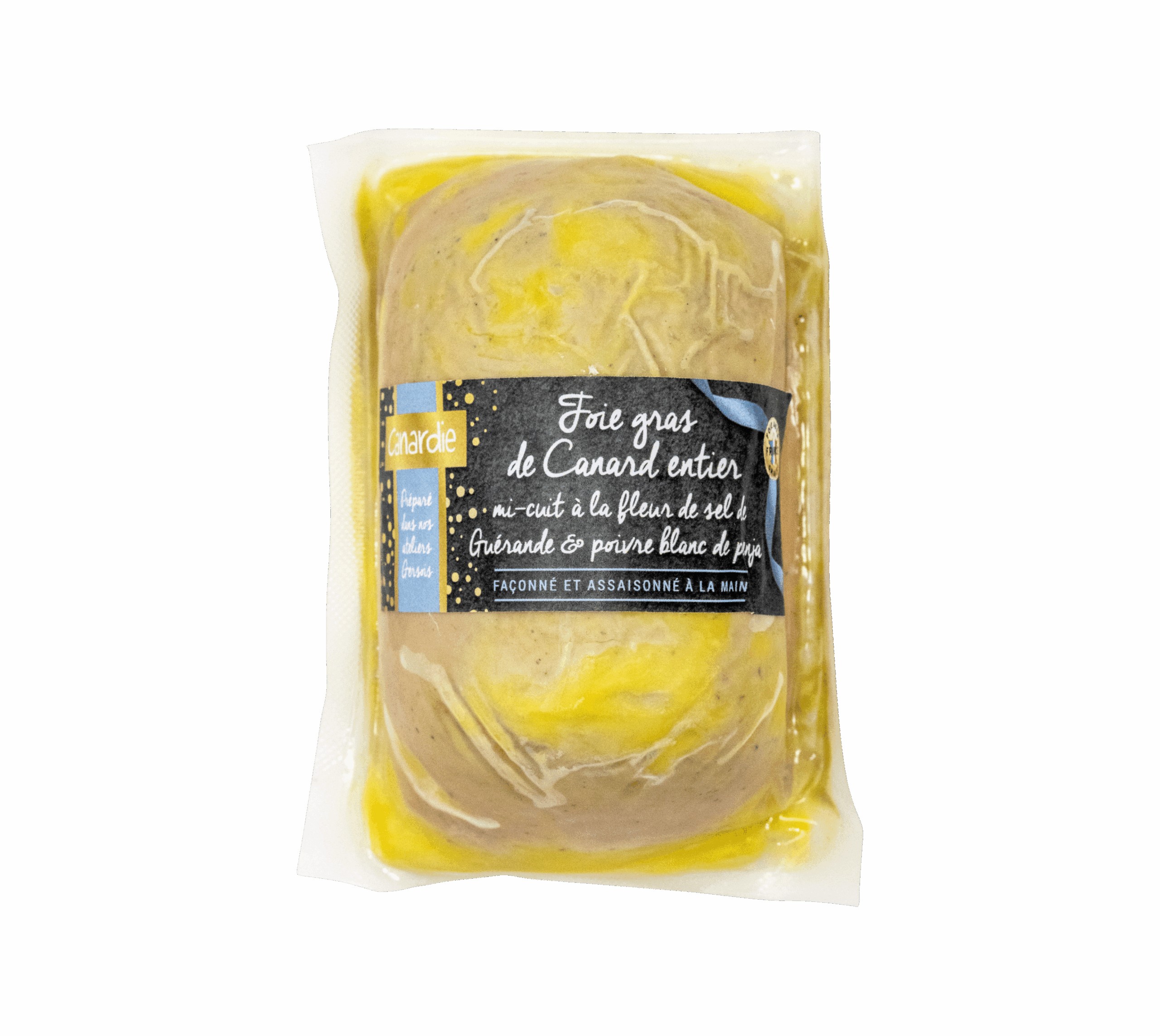 Foie gras de canard entier mi-cuit à la fleur de sel de Guérande et au poivre blanc de Penja 260g