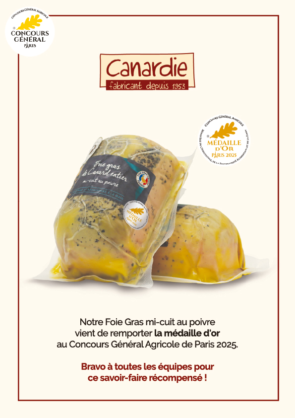 Canardie brille à Paris : notre Foie Gras Mi-Cuit au Poivre décroche la Médaille d’Or !